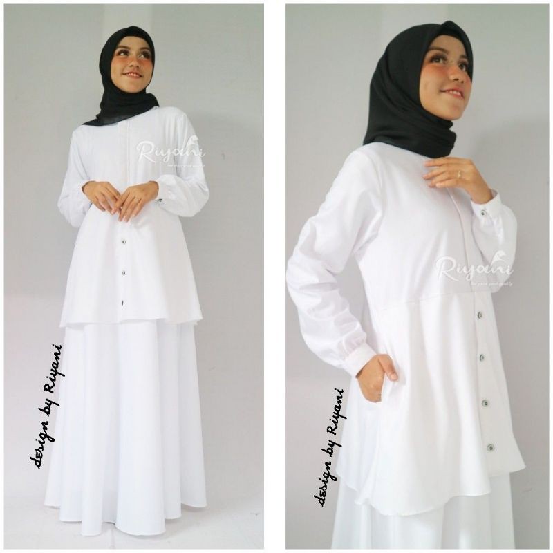 COD Baju Gamis wanita warna PUTIH PUTIh  SERAGAMAN KANTOR PNS PDH
