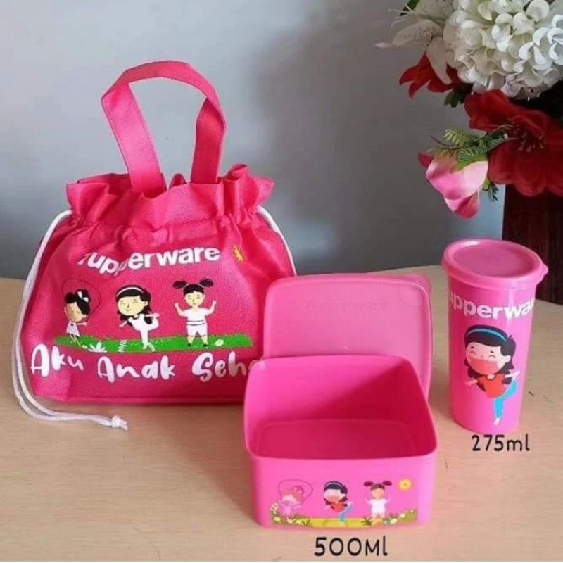 bekal anak sehat/bekal tupperware/bekal tupperware murah/Tupperware murah/Tupperware pink/aku anak s