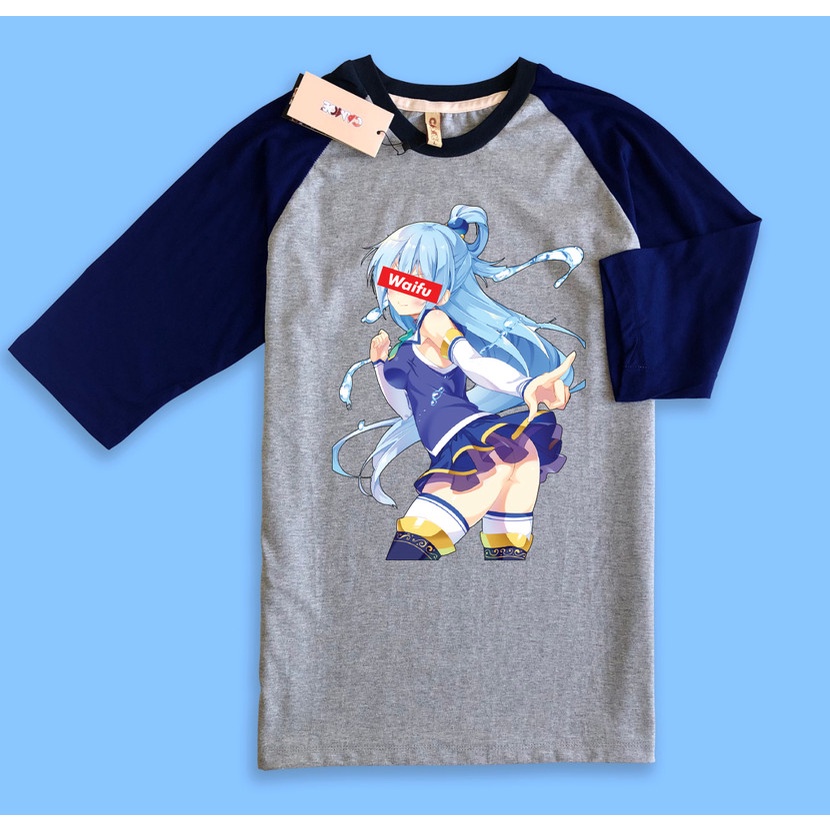 Kaos Raglan Anime Waifu Aqua Konosuba