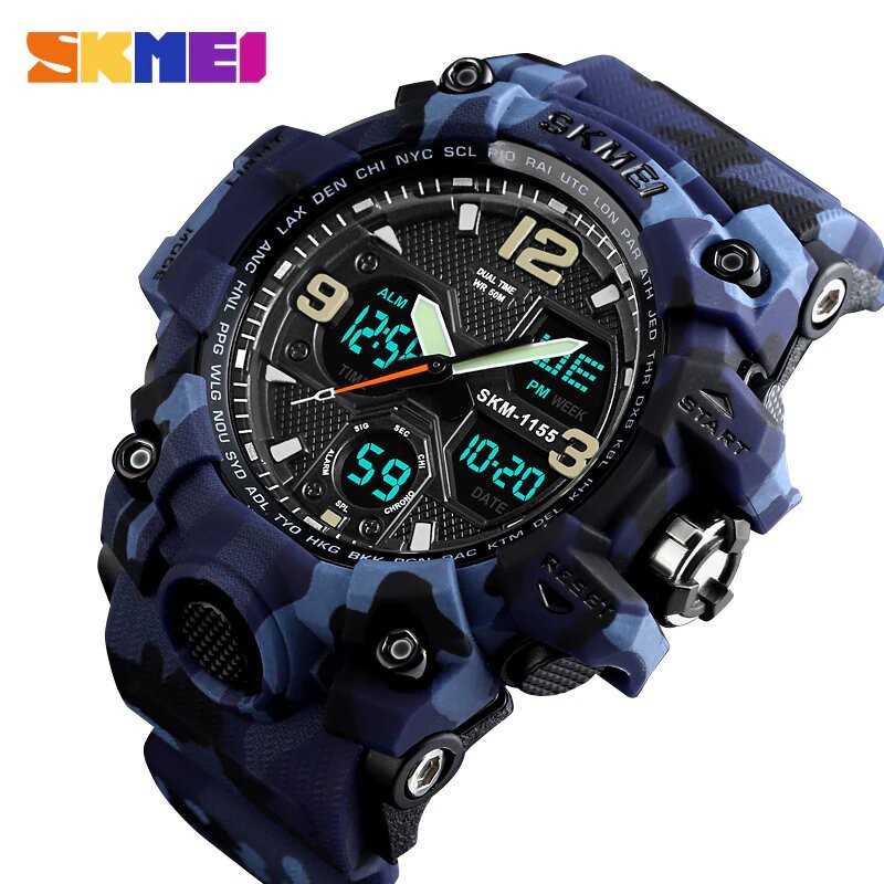 Jam Tangan Pria / SKMEI AD 1155 B DENIM SERIES Digital / Jam Tangan Analog Digital LED Original