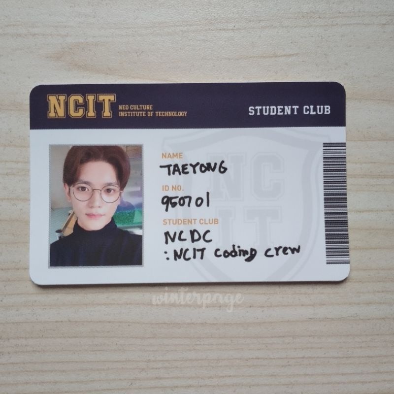 PC ID Student Card Taeyong Photopack NCIT NCT 127