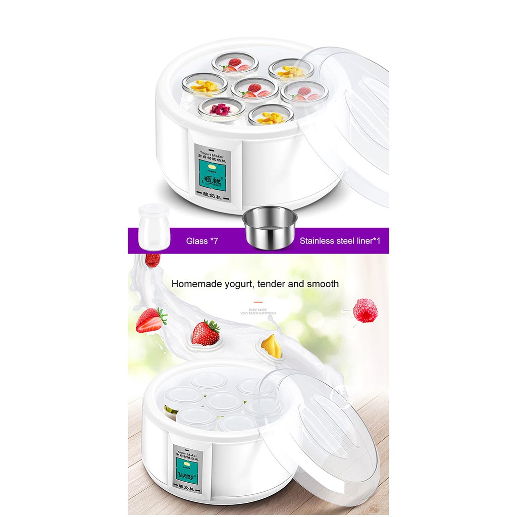 Automatic Electric Yogurt Maker Machine with 7 Cups - 1.5L Capacity