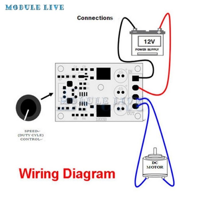 Dimmer DC PWM Motor LED 6-28v 3A Kecepatan speed controller kontroler