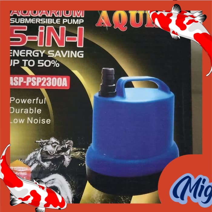 aquarium kolam ikan pompa celup water pump AQURA ASP psp 2300 A 5 in 1 low asp 2300