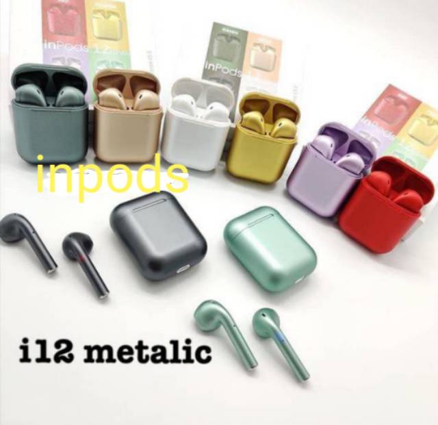 Headset bluetooth inponds i12 metalic true wireless stereo V5.0  earphone handset handsfree hf