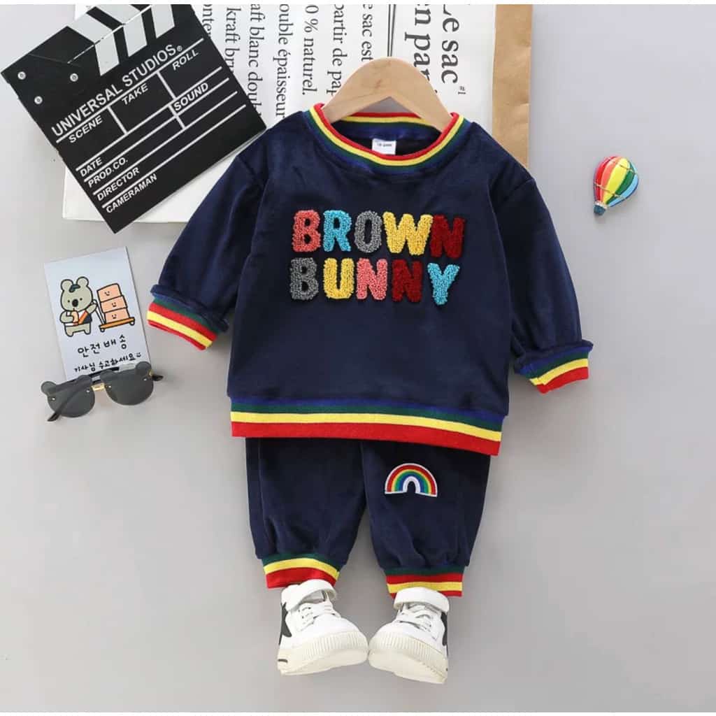 SETELAN SWEATER ANAK MOTIF BROWN UMUR 1-5 TAHUN