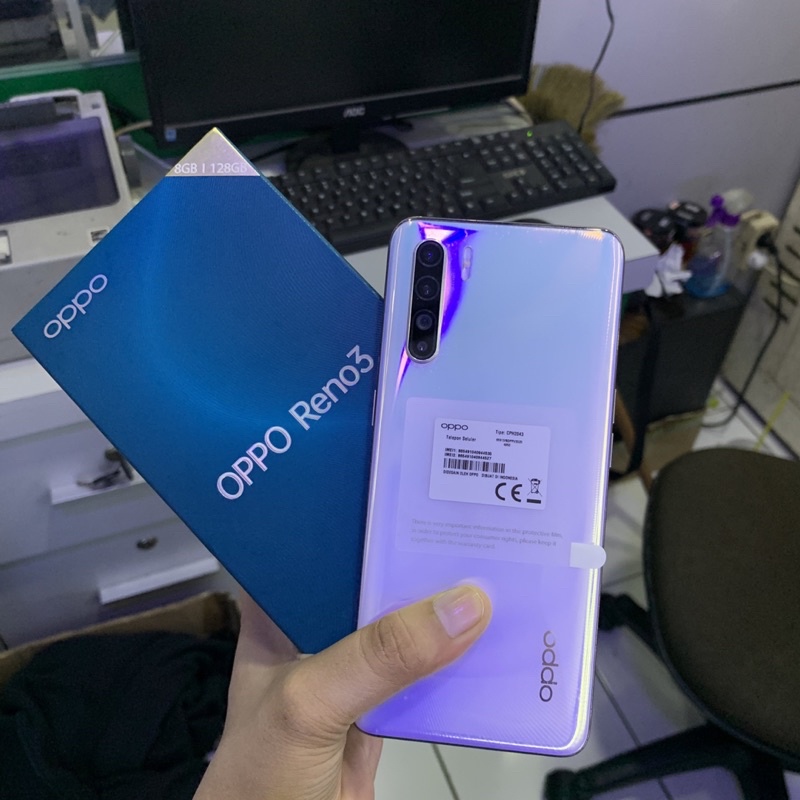 Oppo Reno 3 Ram 8/128gb Bekas Pakai second Resmi Fullset Original