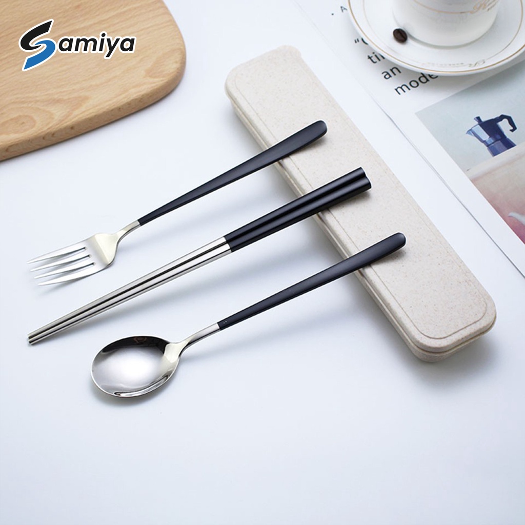 spoon fork chopstick korea stainless 304 silver series color handle / sendok garpu sumpit korea set