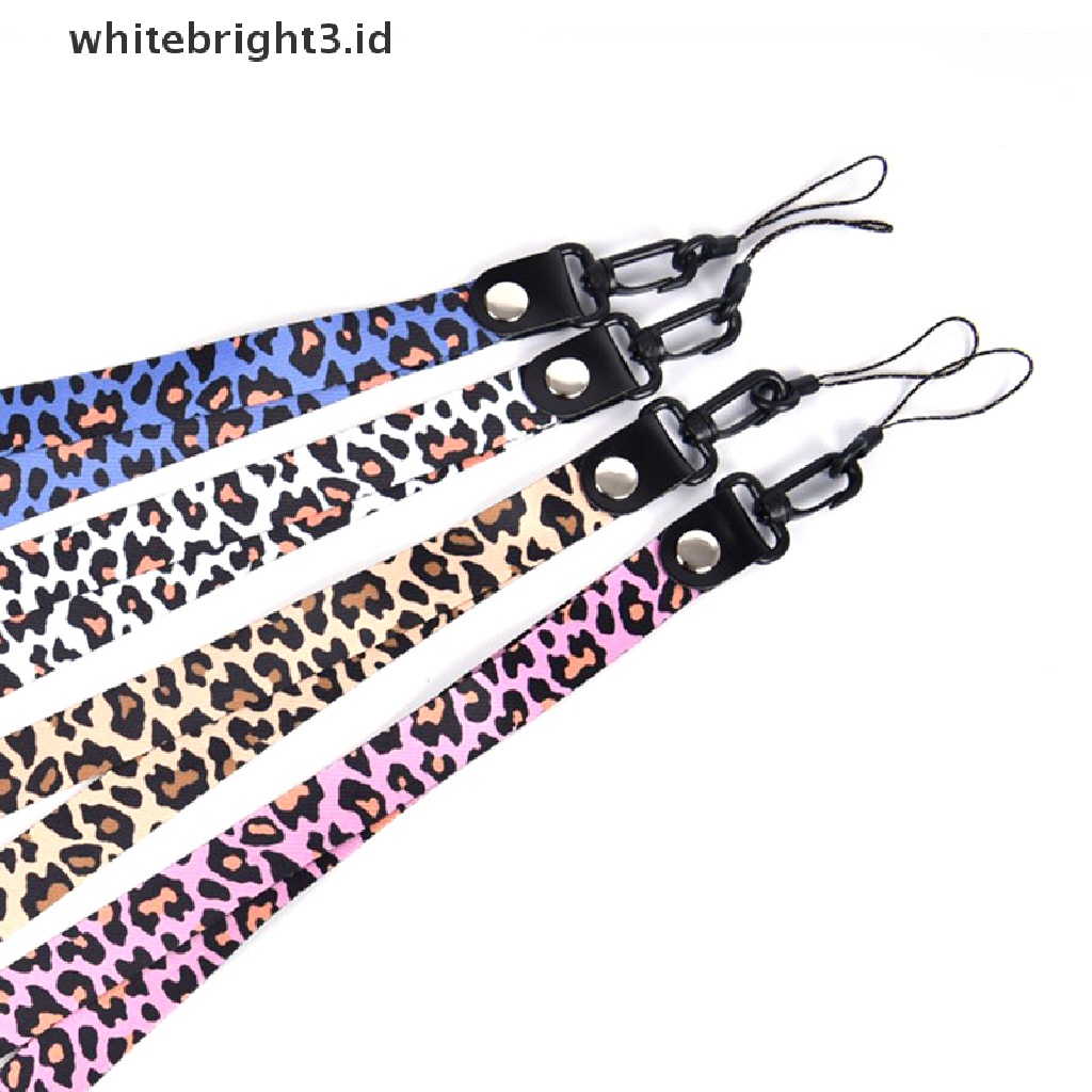 (whitebright3.id) Tali Lanyard Leher Motif Leopard Untuk holder Kunci / Handphone Universal