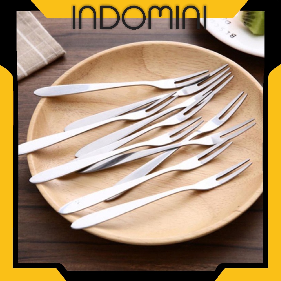 INDOMINI Garpu Buah Stainless Steel Kecil Mini Alat Tusukan Makan Kue Fruit Fork Murah Serbaguna R776