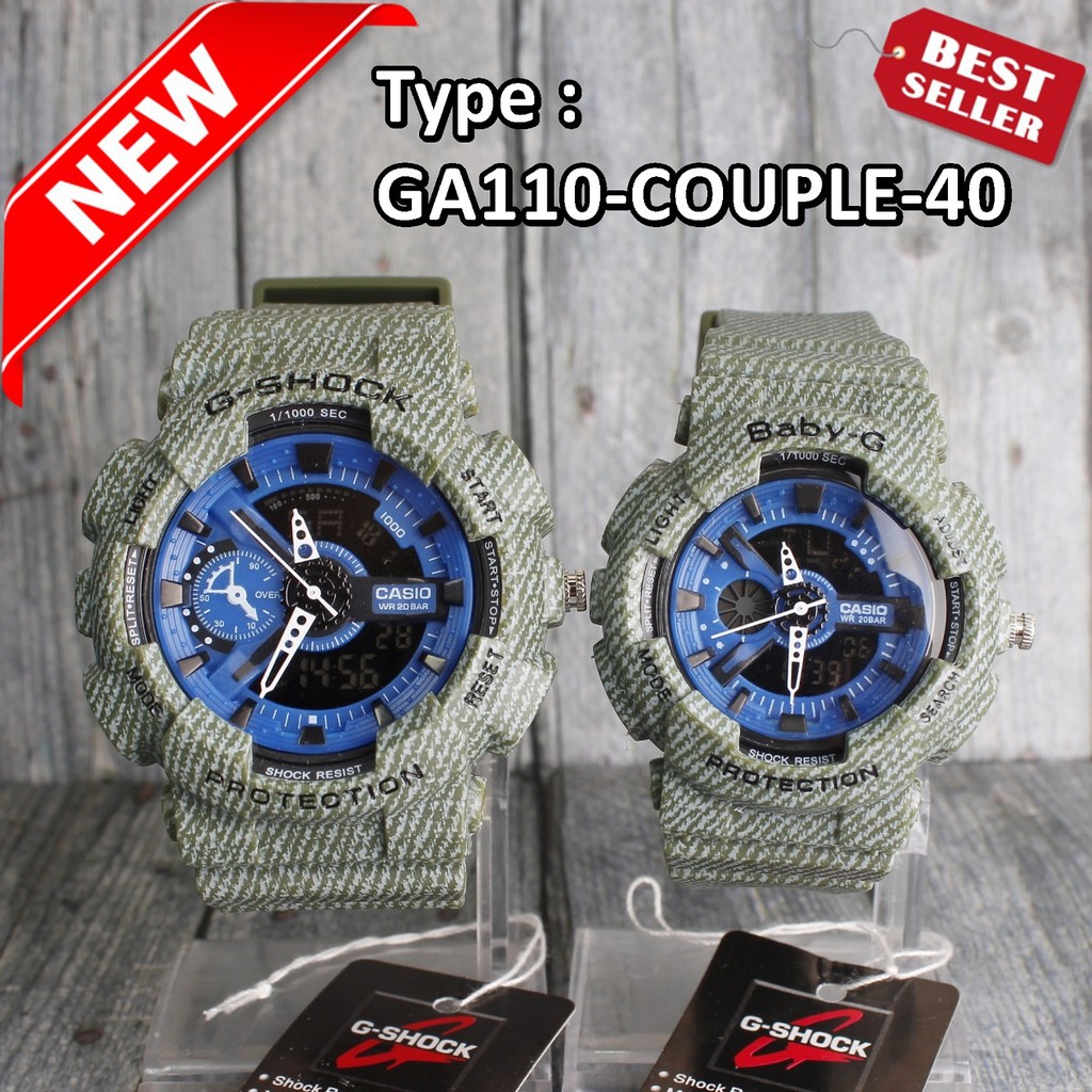 JAM TANGAN COUPLE / G Shock COUPLE Casio Baby-G full Jeans Abu  Jam tangan pria & wanita