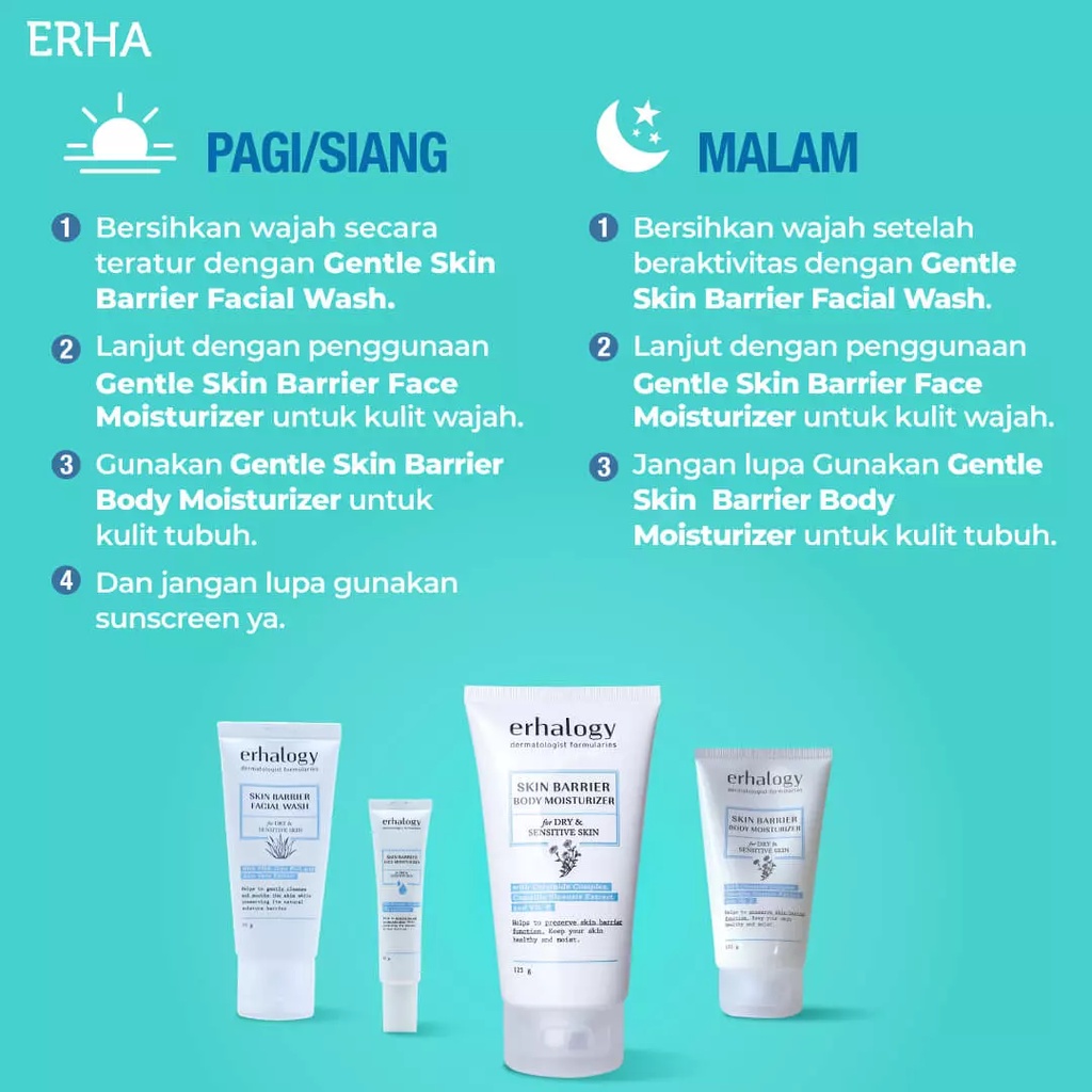 ⭐BAGUS⭐ ERHALOGY SKINSITIVE DF SKIN BARRIER SERIES | Erha Body Moisturizer / Face Moisturizer / Facial Wash ERHA 21