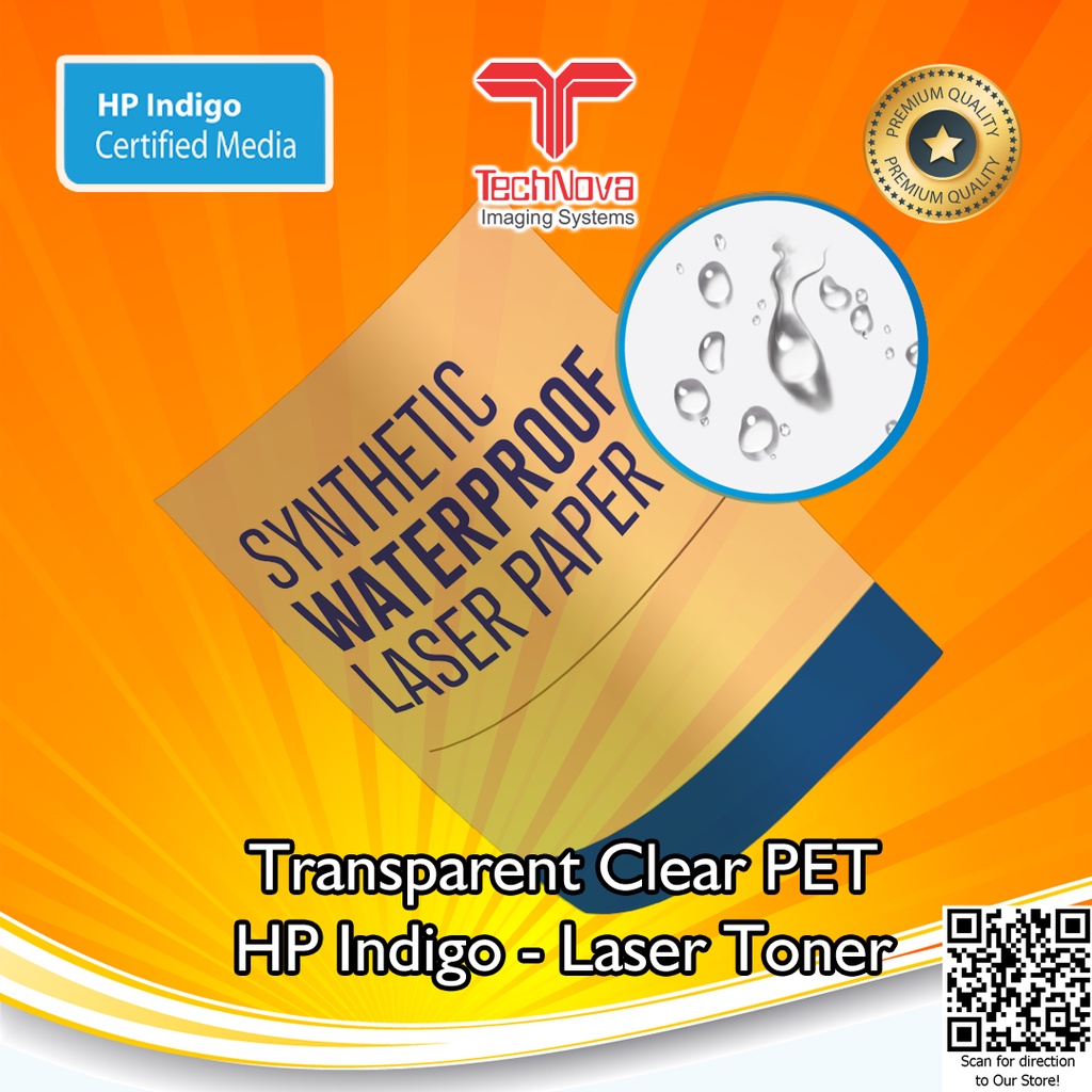 TECHNOVA LMC 185 Micron Novalife PET Clear Kertas Synthetic Transparan Digital Print Laser Toner HP Indigo A3+ Anti Air Tidak Mudah Sobek - Pack