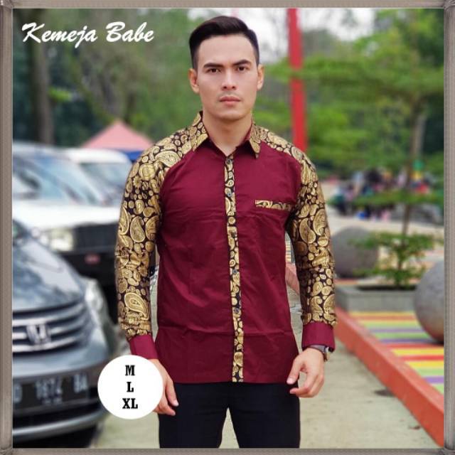  Kemeja  Pria  Maroon Polos Katun  Kemej Pria  Maroon Polos 