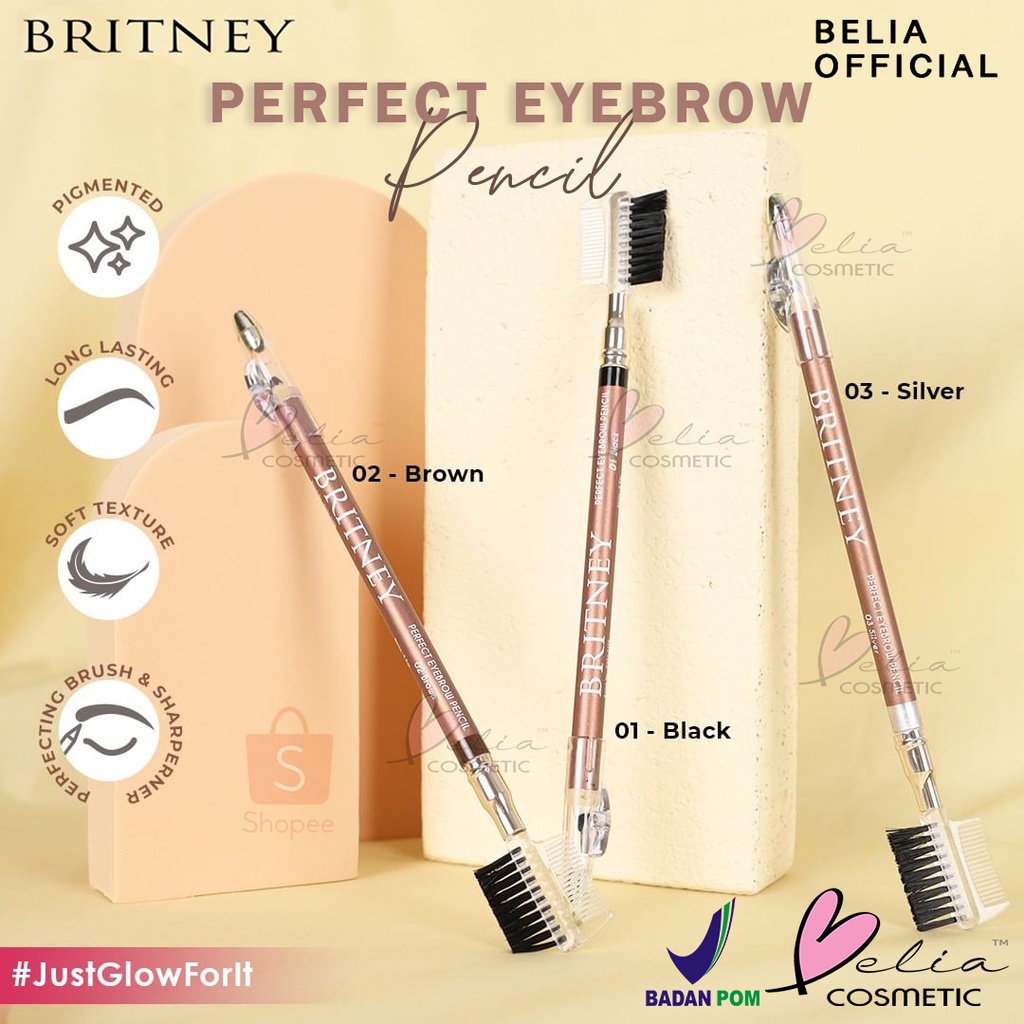 ❤ BELIA ❤ BRITNEY Perfect Eyebrow Pencil | Pensil Alis | Pensil Alis + Sharperner + Brush | by Purbasari | BPOM