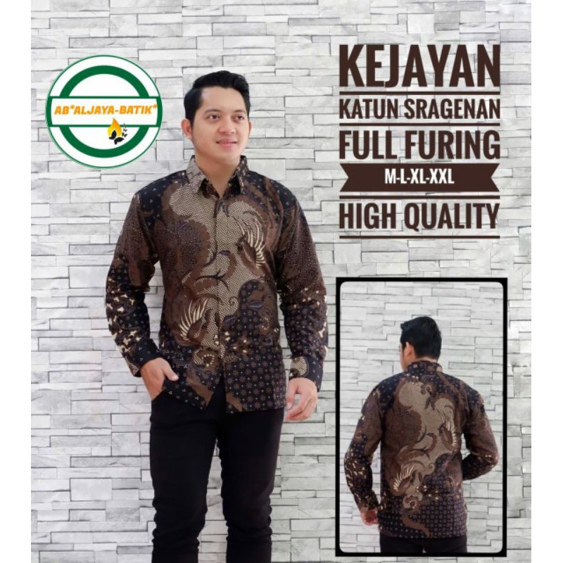 Kemeja Batik Lengan Panjang Terbaru Batik Exclusive Lapis Furing Batik Warna Hitam KEJAYAN