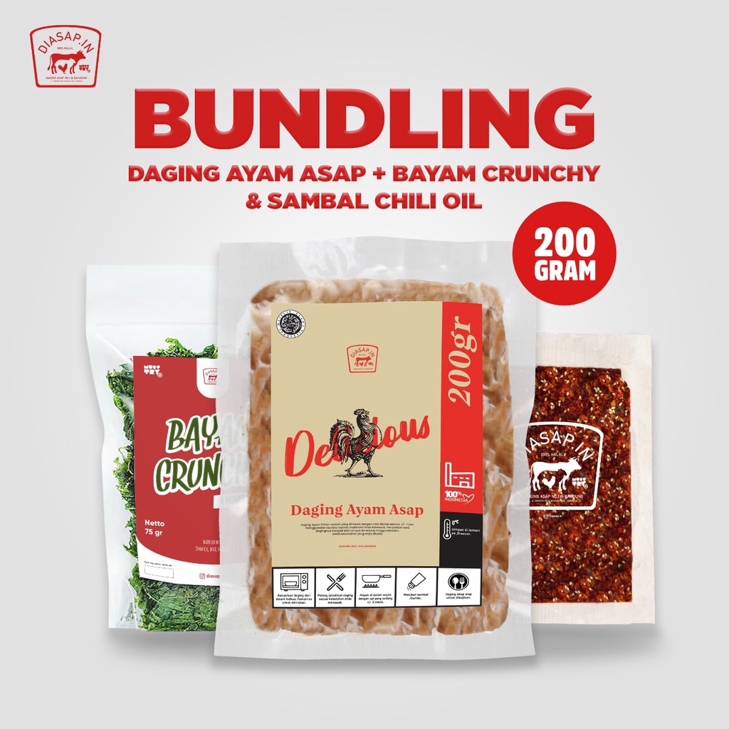 

SEI AYAM Frozen DIASAPIN 200gr + 1 Bayam Crunchy + 1 Sambal 50gr
