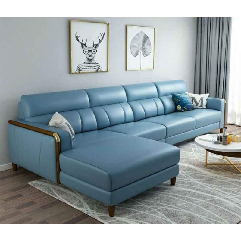 Sofa L Sofa Sudut Bahan Kulit kualitasPremium