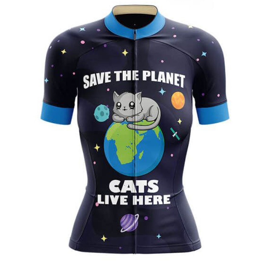 JERSEY baju SEPEDA Wanita CAT Save The Planet CATS LIVE HERE kucing