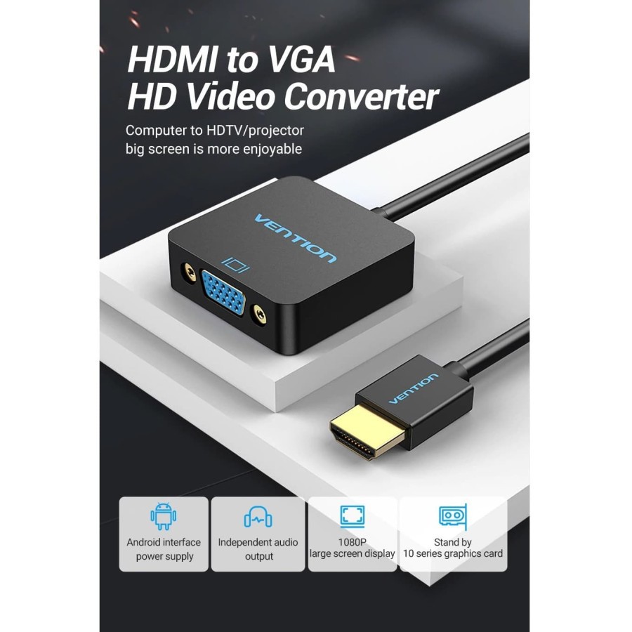 VENTION ACPBB CONVERTER HDMI TO VGA SERIES - TANPA POWER DAN AUX