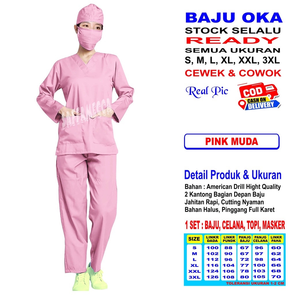 Baju OK   Baju OKA   Baju Perawat   Baju Jaga Pria &amp; Wanita Lengan Panjang Ready