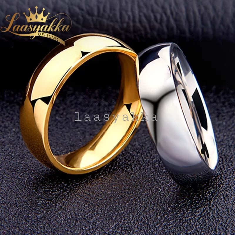 Cincin Titanium pria wanita emas gold silver perak putih polos cowok cewek asli anti karat tunangan 