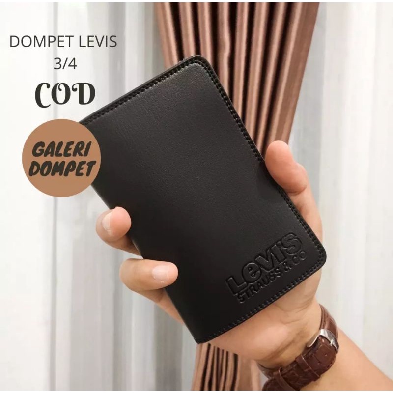 DOMPET PRIA KULIT SEMI TANGGUNG 3/4 PREMIUM-Hitam