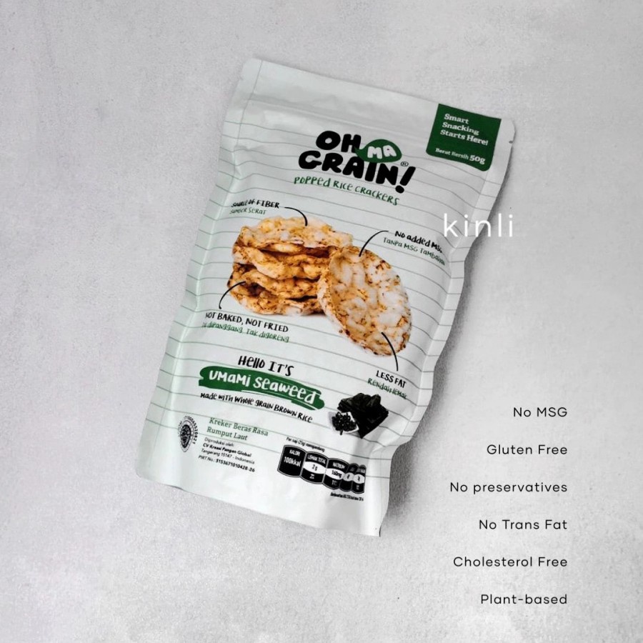 Jual Oh Ma Grain Popped Rice Crackers Beras Vegan Healthy Snack Chips