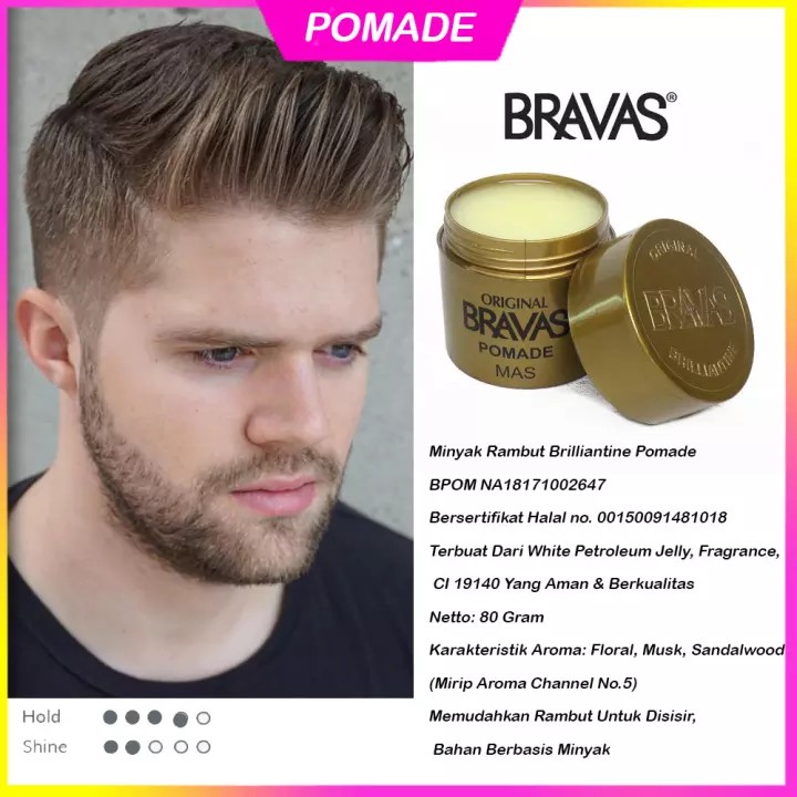 Bravas Pomade Original 80gr/Pomade Bravas Brilliantine black/Executive/Mas/Line Blue 80gr