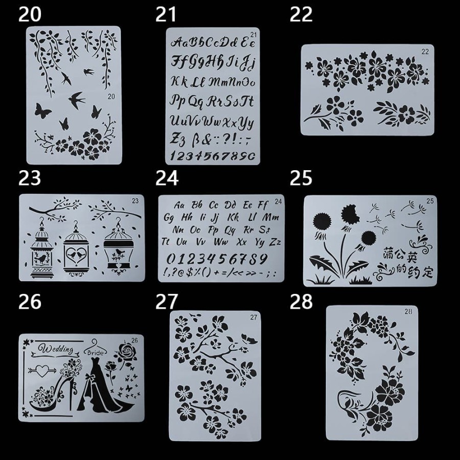 Plastic Stencil - 28 Student Painting Pattern (18x26cm)