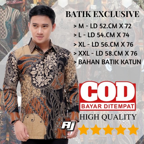 KEMEJA BATIK PRIA LENGAN PANJANG SIZE M L XL XXL Batik PUTRAMAHKOTA HRB026 kenango panjang padi