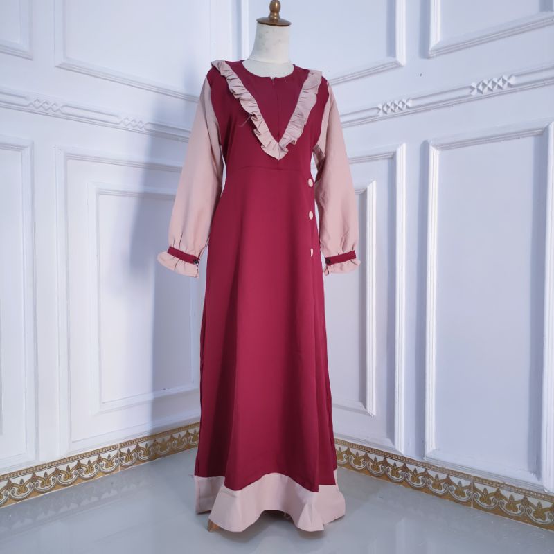 Fatonah shop Gamis Dewasa wanita moscrepe rempel ( Gamis Rempel Sambung ) Grobogan