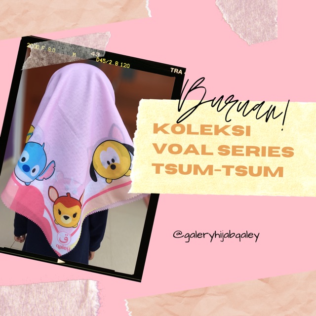 VOAL PRINTING ANAK MOTIF TSUM-TSUM / HIJAB ANAK KARAKTER LUCU / JILBAB ANAK / KERUDUNG ANAK