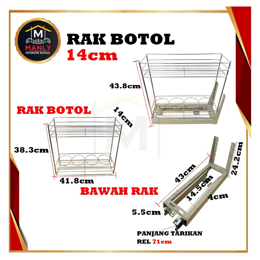 Rak Botol 2 Susun Gelas Bumbu Kitchen 14 CM dan 10.6 CM