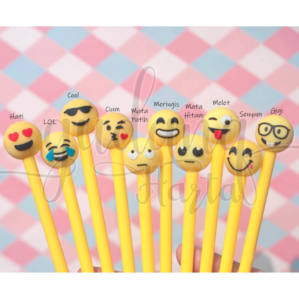 Pulpen Gel Emoticon Smiley Lucu Emoji Unik Pena Ballpoin Bolpen GH 307187