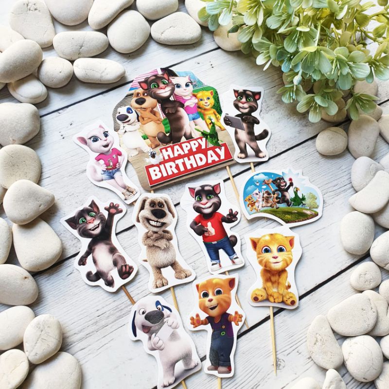 My Talking Tom and Friends Angela Cat Birthday Cake Topper Cupcake Pudding Tumpeng Hampers Hiasan De