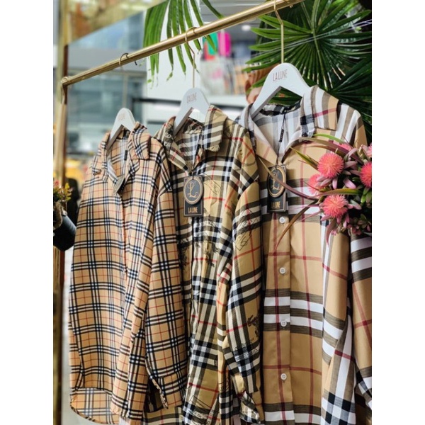 KEMEJA LALUNE MOTIF BURBERRY KOTAK 100% ORIGINAL IMPORT BANGKOK