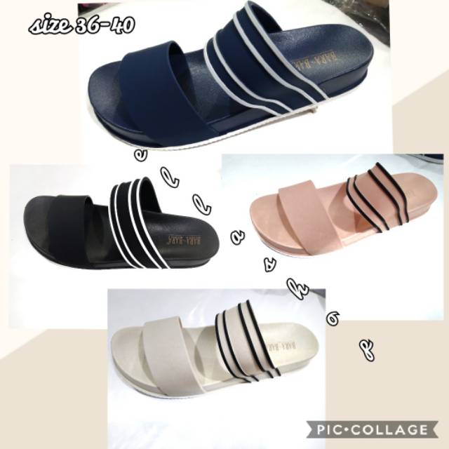 Sandal selop bara-bara Double garis