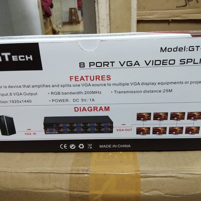 Gaintech VGA Splitter 8Port 200Mhz