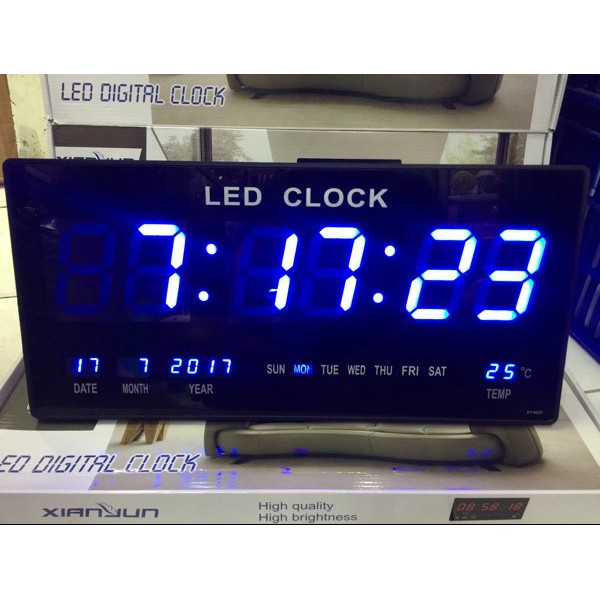 Jam Dinding Digital LED Meja LED Clock 4622 Biru