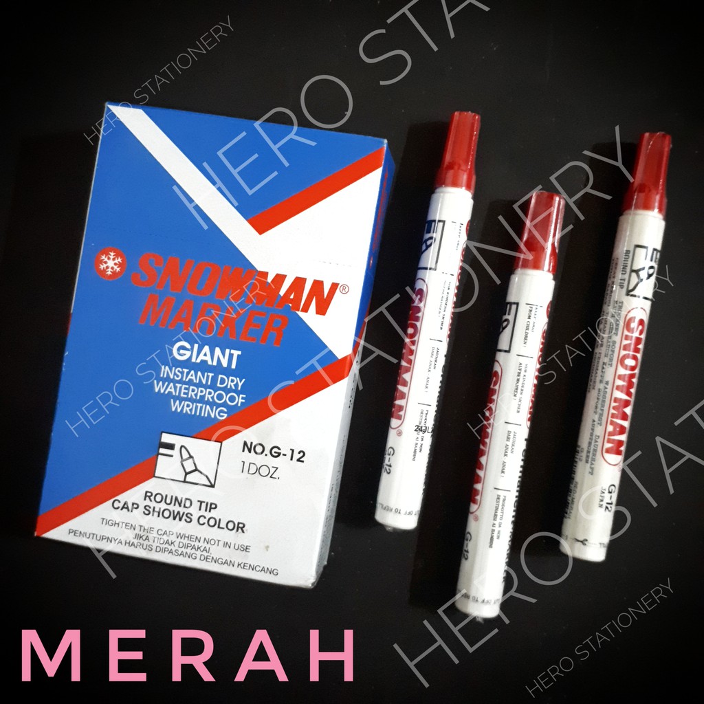 

Spidol permanen snowman tinta merah G-12 satuan . 1 unit