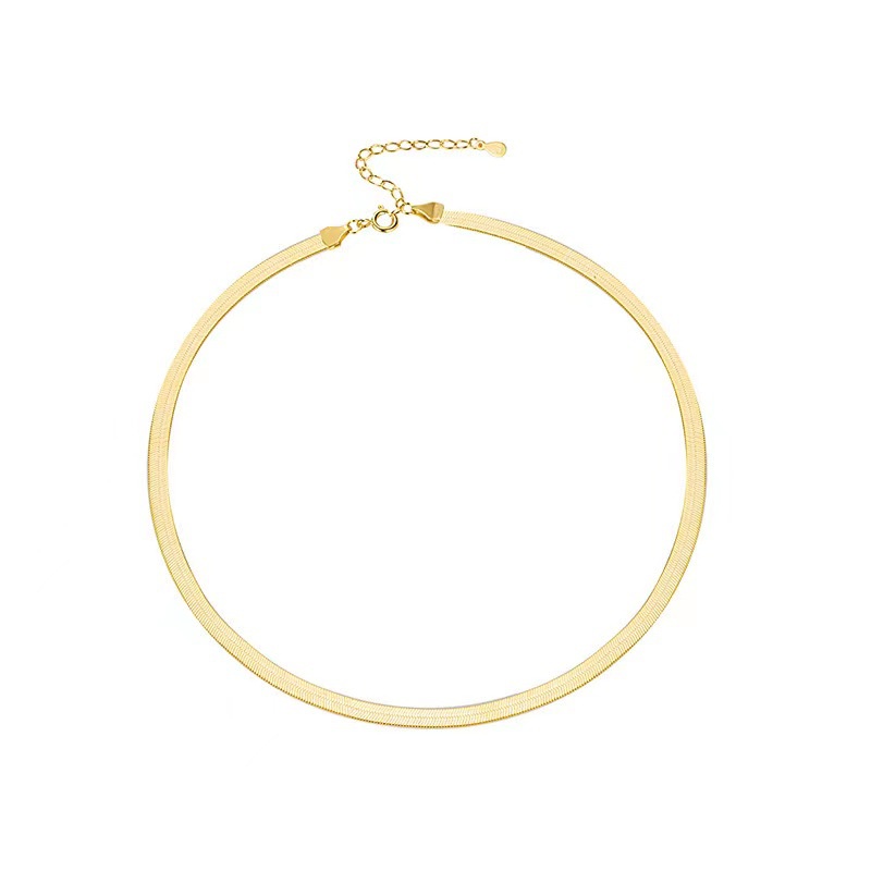 Datar ular tulang baja titanium kalung Net Merah glossy yang lebar pisau rantai all-match kalung pri