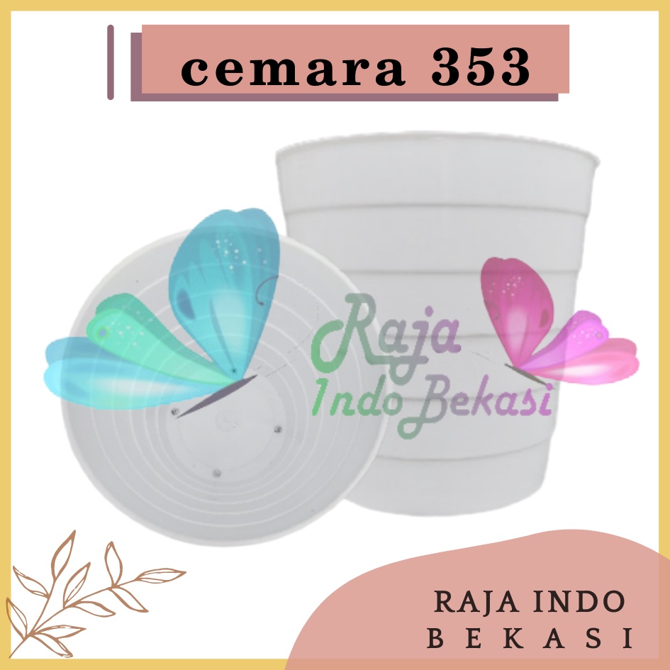 Pot Monas Besar Jet Cemara 353 Putih Dimater 24,5cm  Pot Monas Meteor Bkn Pot Tawon Pirus 24 Putih