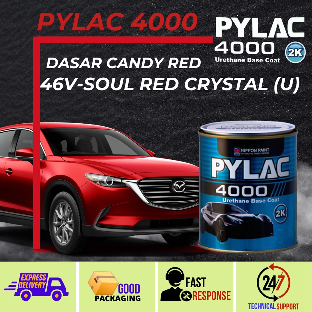 NIPPON PAINT CAT PU PYLAC 4000 - CANDY 46V SOUL RED CRYSTAL (U) Dasaran untuk cat Candy