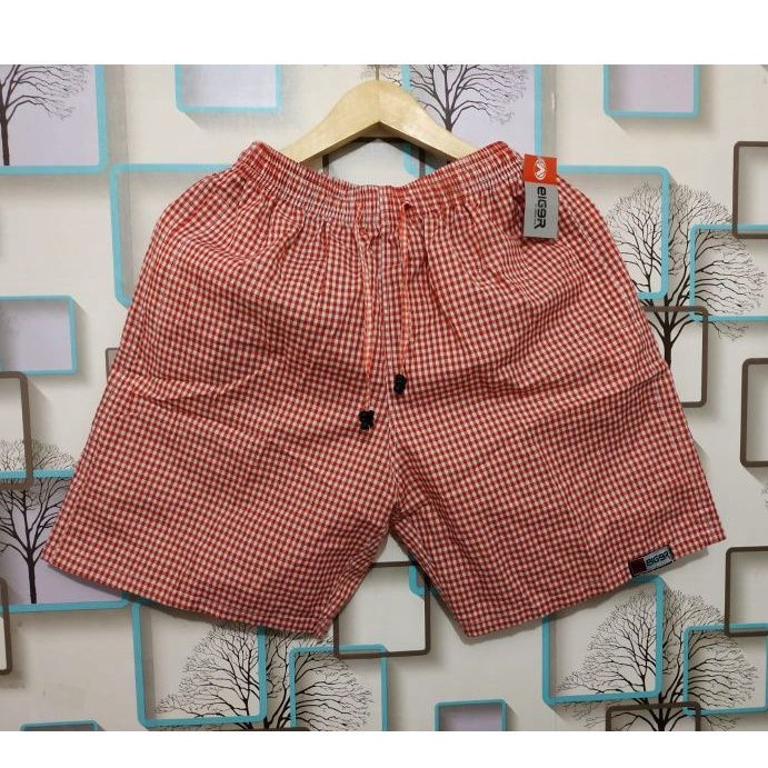 Celana Pendek Wanita Santai Selutut Motif Kotak