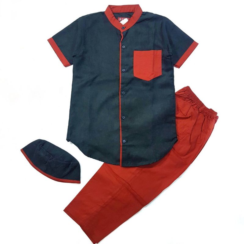 Setelan koko anak laki laki, setelan koko peci anak laki laki , setelan muslim anak laki laki zikra,