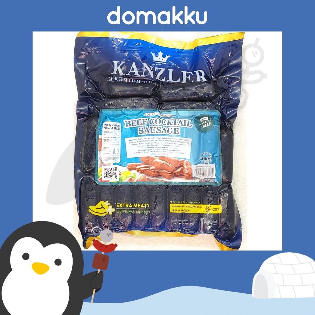 

Kanzler Beef Cocktail Sausage 500gr, Sosis Sapi Daging Impor Halal