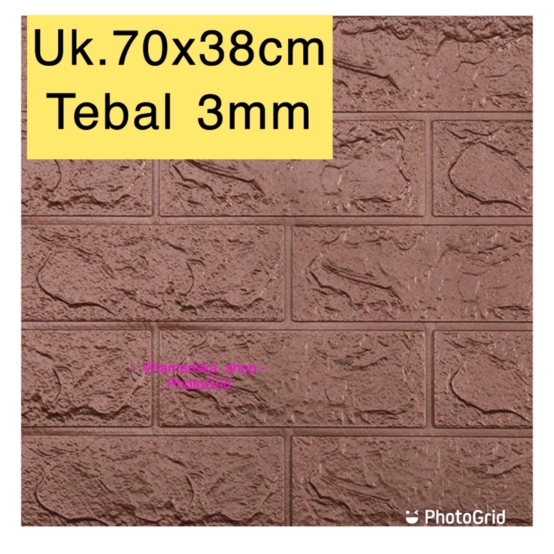 COD FOAM WALLPAPER DINDING 3D / WALL FOAM / BRICK FOAM BATU BATA MURAH-Coklat 3mm(70x38cm)