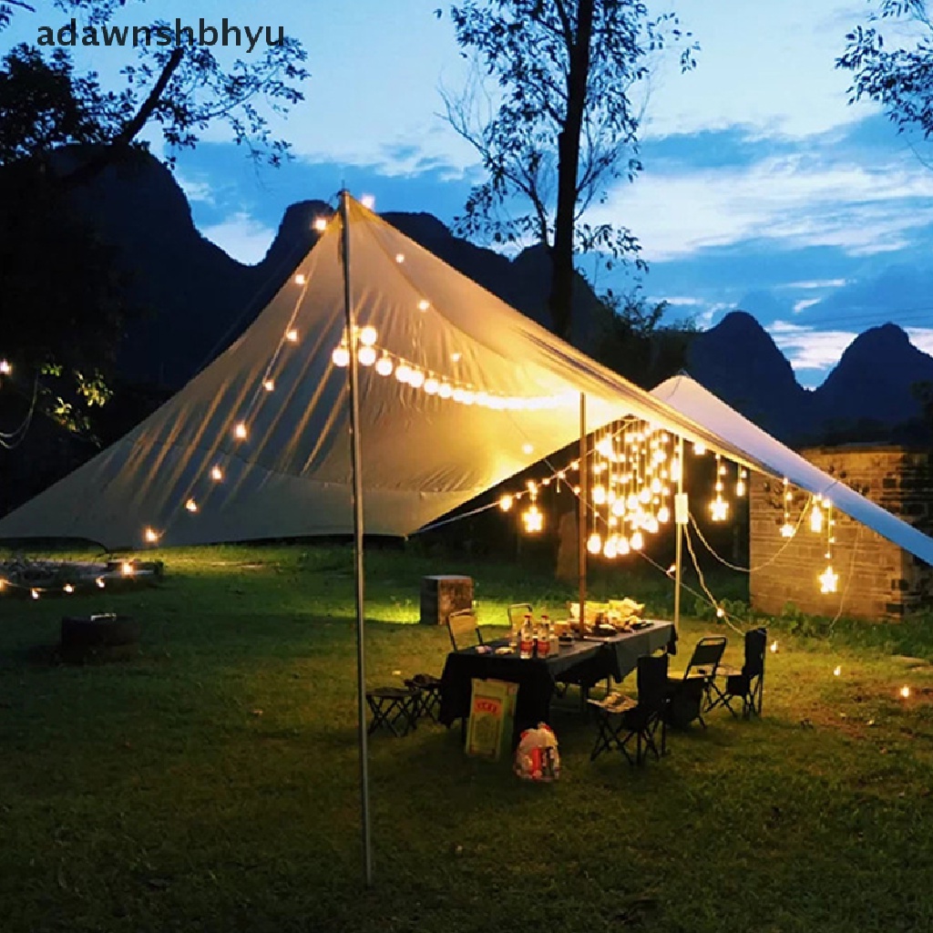 [adawnshbhyu] 10m Lampu LED Strip Bohlam Bulat Warm Lighting Camping Tent Hanging String Light