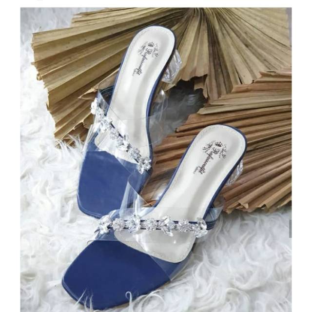 Sandal aura navy sandal.kaca wanita